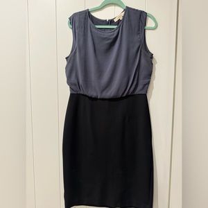 Loft Black and Gray Midi Dress